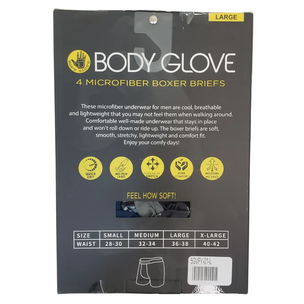 Body Glove Men's Microfiber Boxer Briefs 4 Pairs NWT